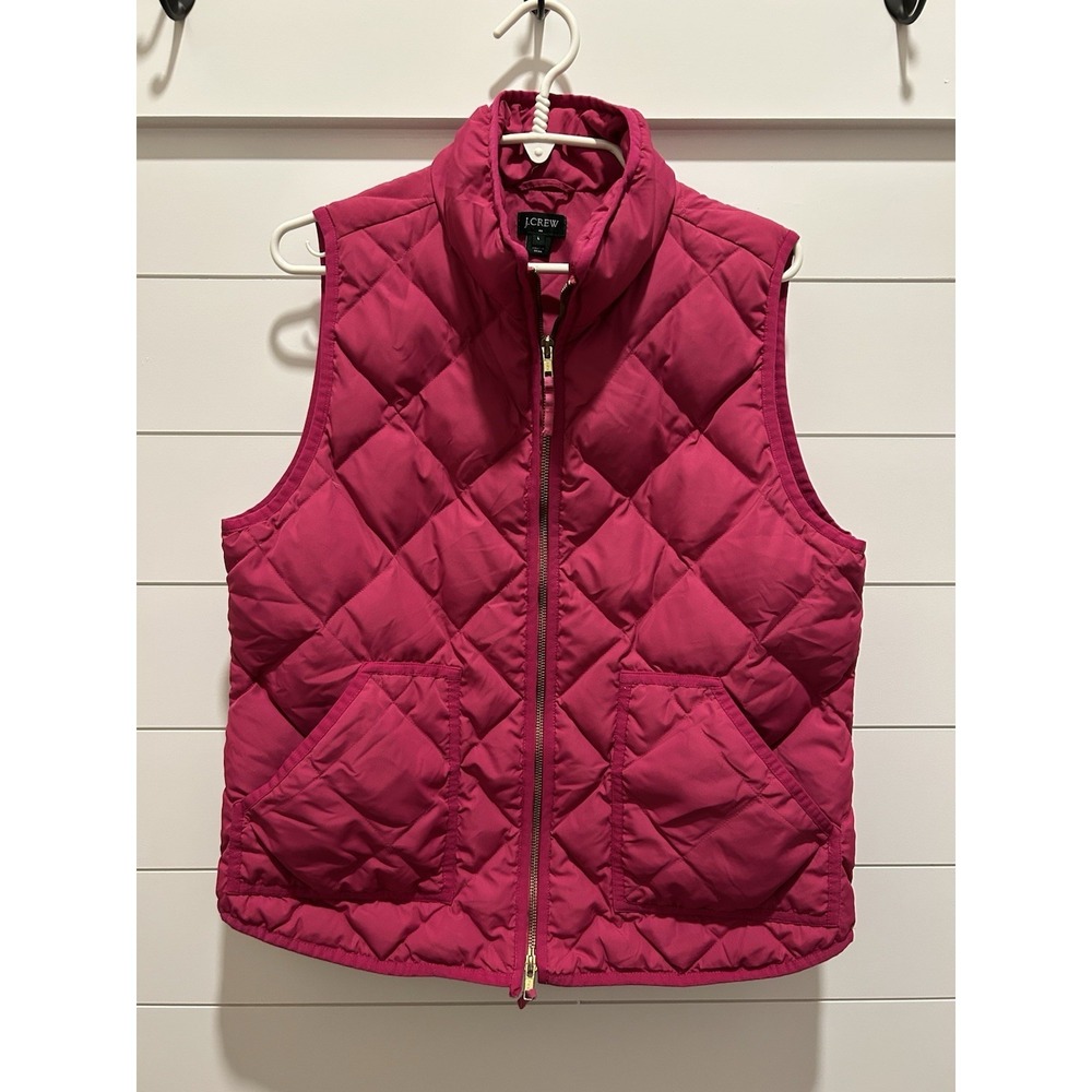 J CREW Puffer Vest 60% Down Quilted Jacket Womens L Winter Pink Barbie Sirencore